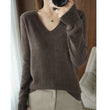 New Cashmere Women's V-neck Pullover Lace Neck Hollow Out Design Casual Knitted Long Sleeve Women's Sweater Autumn And Winter