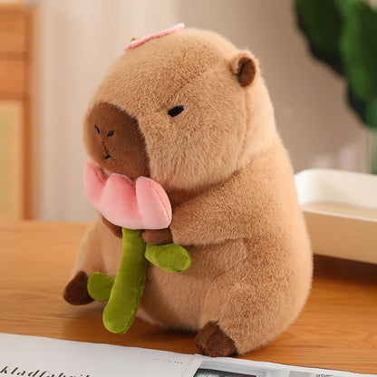 Lotus leaf Capybara Plush Toy  Oyster Bee Bckpack Capibara Cosplay Unicorn Dinosaur Boba Bread Ring Decor Stuffed Animals