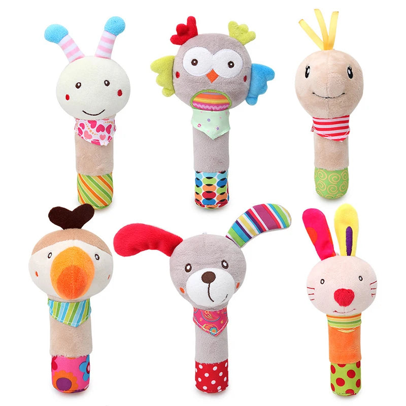 Baby Plush Rattle Cartoon Animals Crib Mobile Bed Bell Toys 0-12 Months Infant Toddler Early Educational Toy for Newborn  Gifts