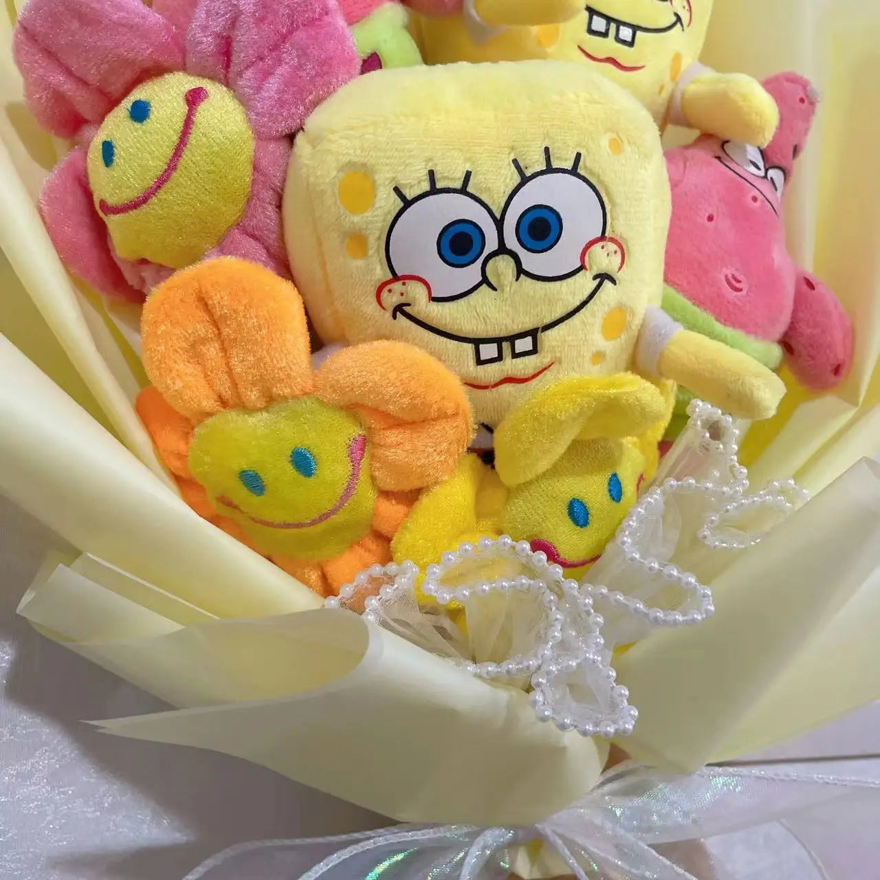 SpongeBob Patrick Star Gary Squidward Tentacles Plush Dolls Creative Handmade Flower Bouquets Christmas Birthday Graduation Gift