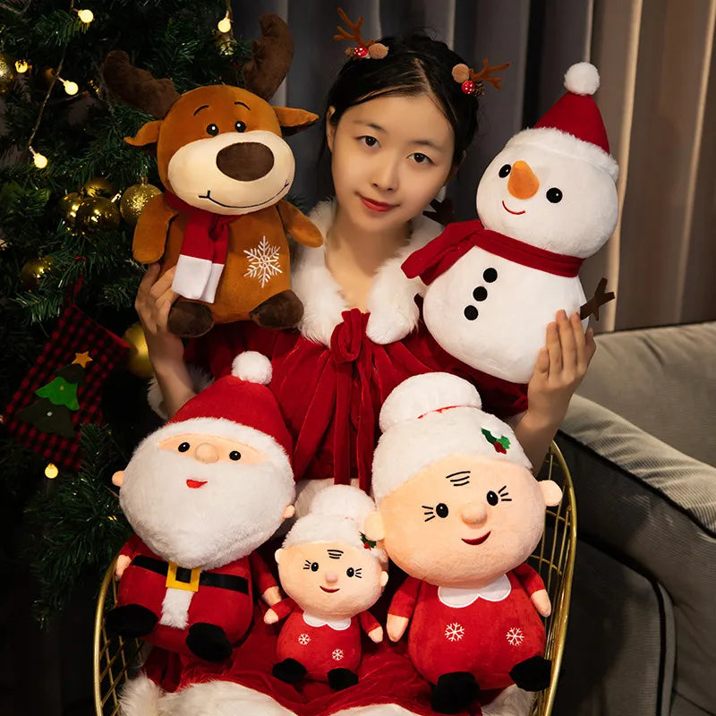 23-50CM Cute Santa Claus Snowman Elk Granny Plush Toys Christmas Decor Dolls Stuffed Soft for Baby Kids Gift