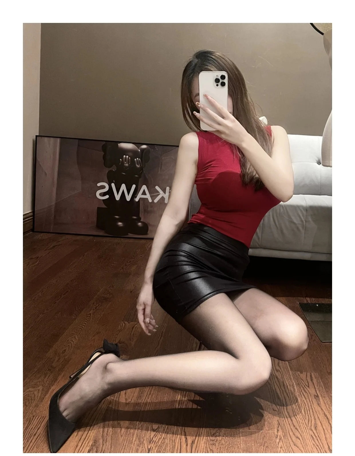 WOMENGAGA Leather Matte Slim Mini Sexy Fashion PU Hot Short High Waist Skirt Korean Nightclub Streetwear Wholesale Clothes 7ST