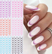 6pcs French Manicure Sticker Gradient Stripe Lines Sliders For Nails Ombre Designs Self-Adhesive Nail Art Decals DIY Decoration