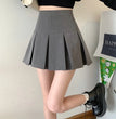 2024 Summer New Women Slim Solid Color Pleated Short Skirt College Style Pure Want To High-waisted Skinny-proof A- line Clothing