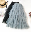 Tulle Skirts for Women Long Length Tutu Fairy Tiered Skirt A Line Mesh Elastic Waist Skirts Big Hem Black Gray Pink Beige Skirts