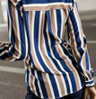 Plus Size Casual Blouse, Women's Plus Stripe Print Long Sleeve Button Up Lapel Collar Shirt Top