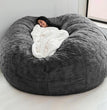 No Stuffed Gray Bean Bag Chair Giant Beanbag Pouf Sofa Bed Puff Futon Room Seat Tatami Relax Lounge Furniture Only Bag Case