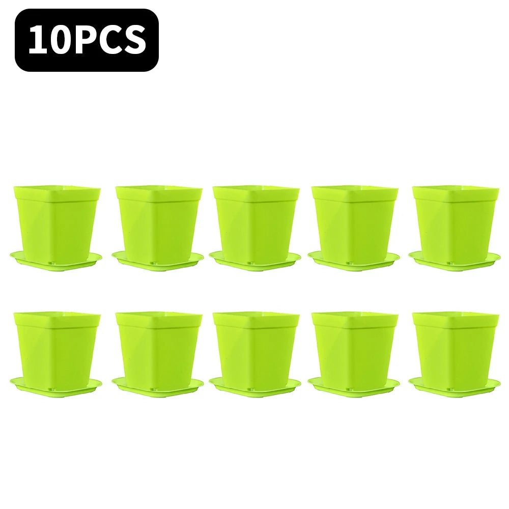 10PCS Gardening Mini Small Square Pot Flower Pot Succulent Pot Little Black Square Plastic Pot Seedling Tray Containe