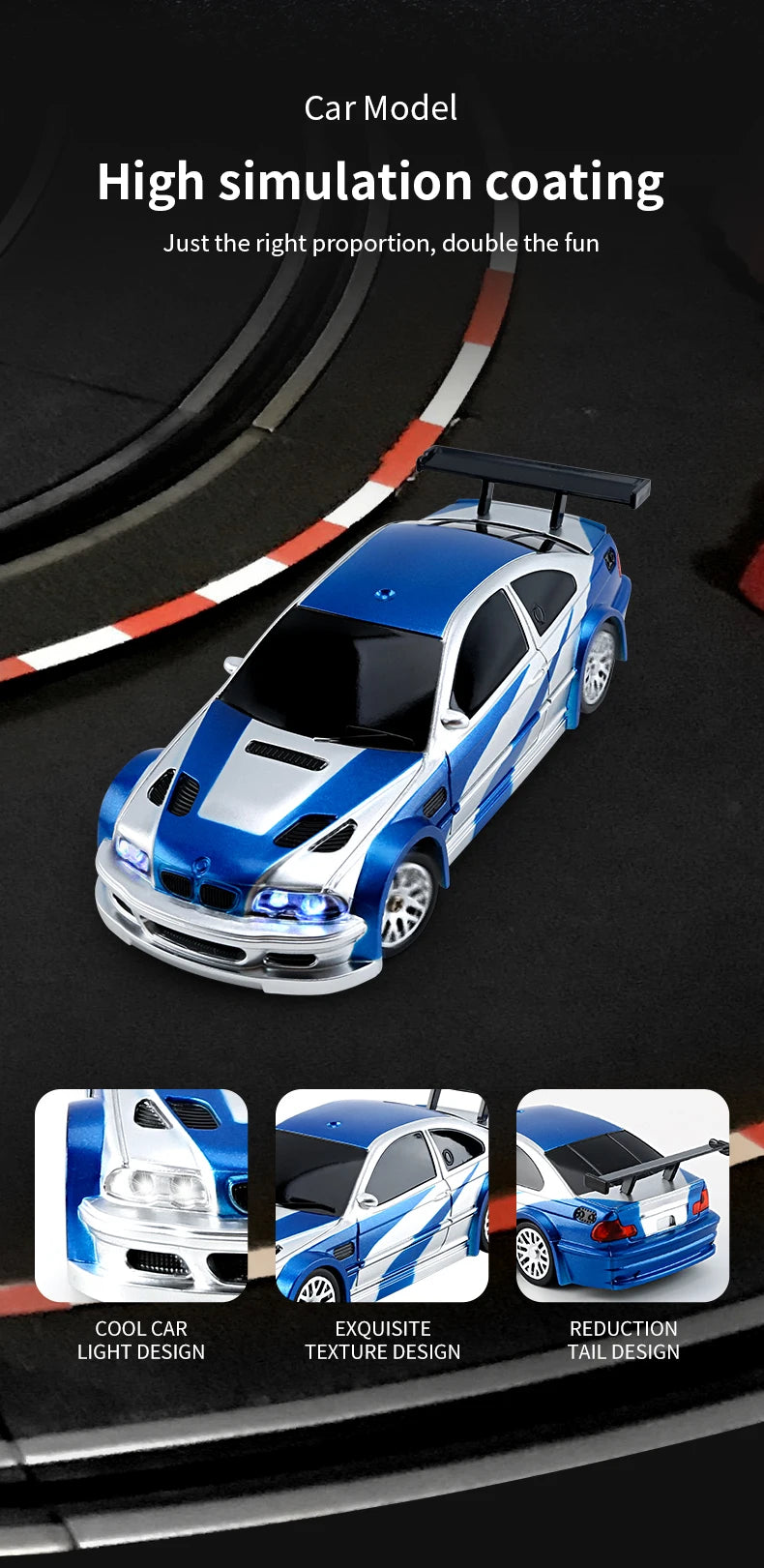 ZWN 1/43 2.4G Mini RC Car 4WD Radio Remote Control Drift Cars Professional GTR Model High Speed Racing Toys for Children Gifts