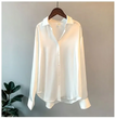 1pc Womens Silk Shirt Vintage Top Longsleeve Blouse Overshirt