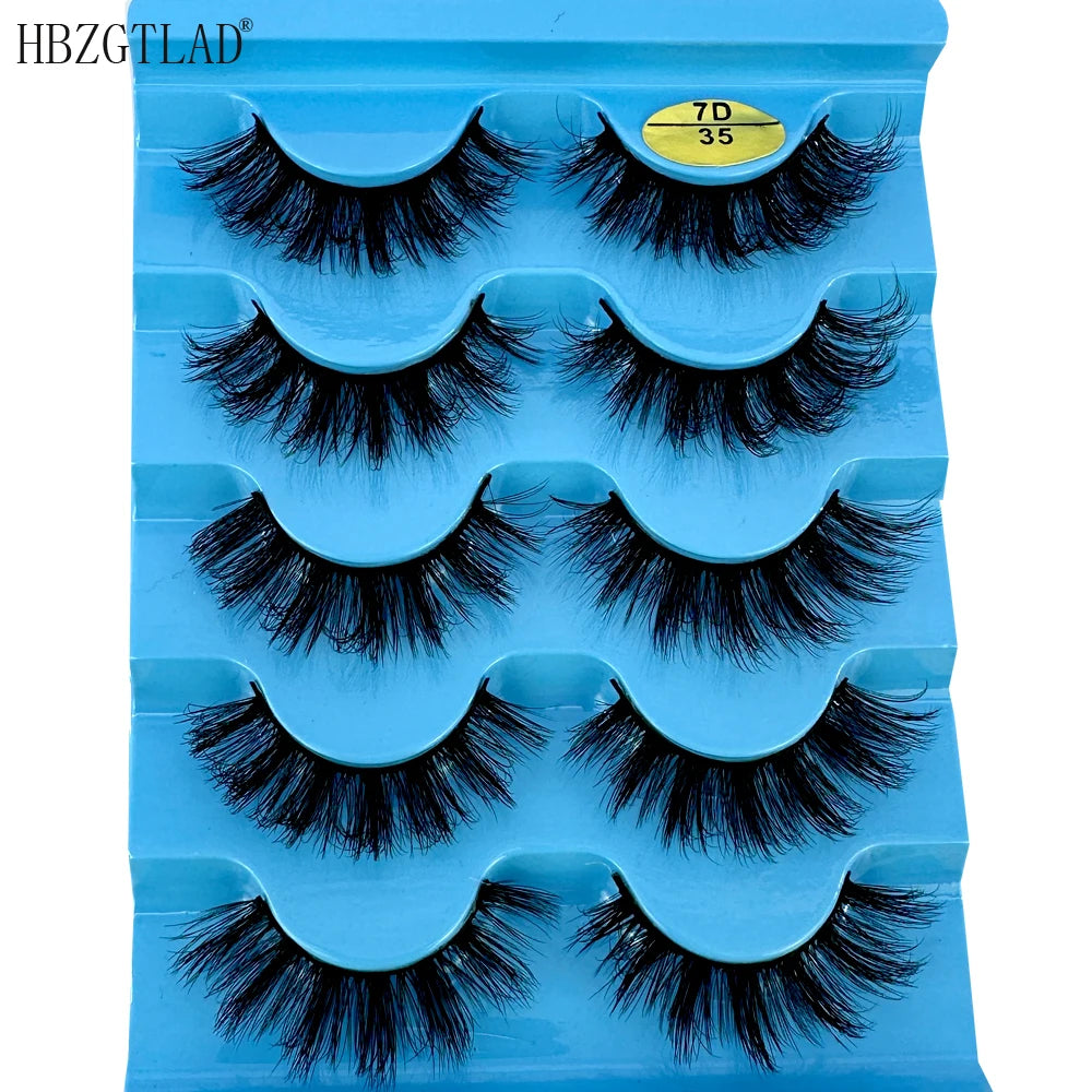 5pairs Classic Hybrid Volume Lashes New Arrival Wispy D Curl Short Russian Strip Lashes Makeup False Eyelashes