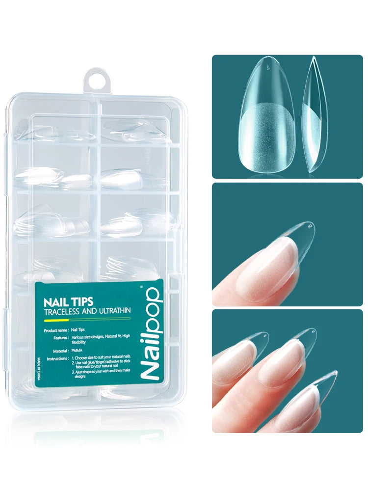 Nailpop Soft Gel Tips for Nails Acrylic Material Medium Almond/Coffin Artificial Nail Capsule Accessories and Tools 120pcs/box