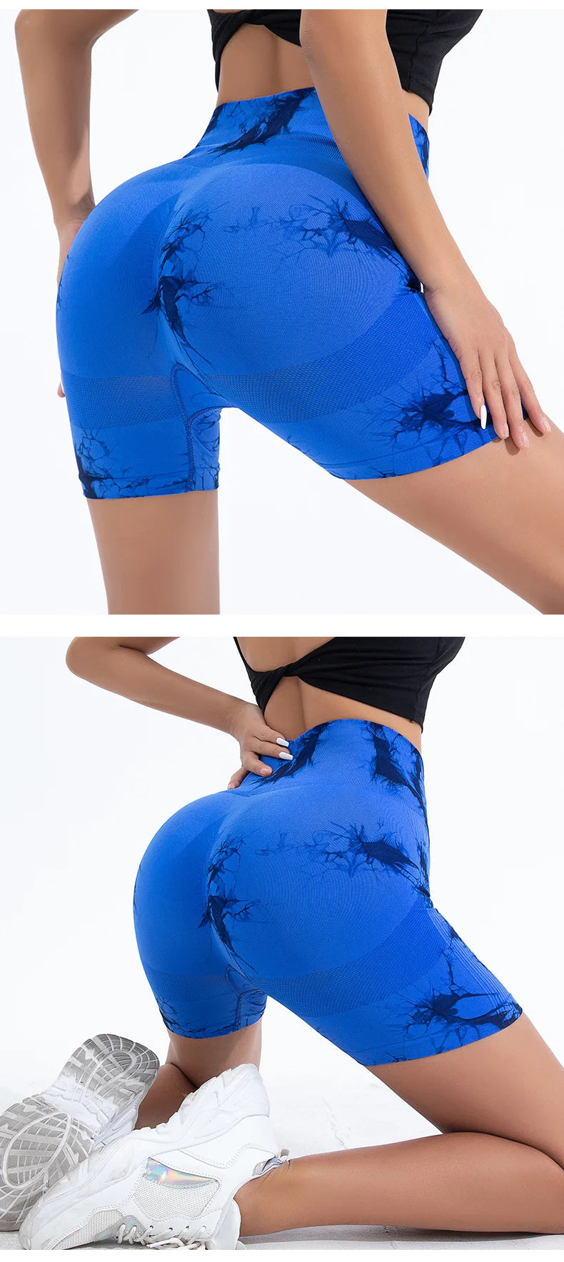 Summer Women High Waist Butt Lift Shorts Legging Seamless Leggings Fashion Tie Dye Shorts Gym Workout Running Pants