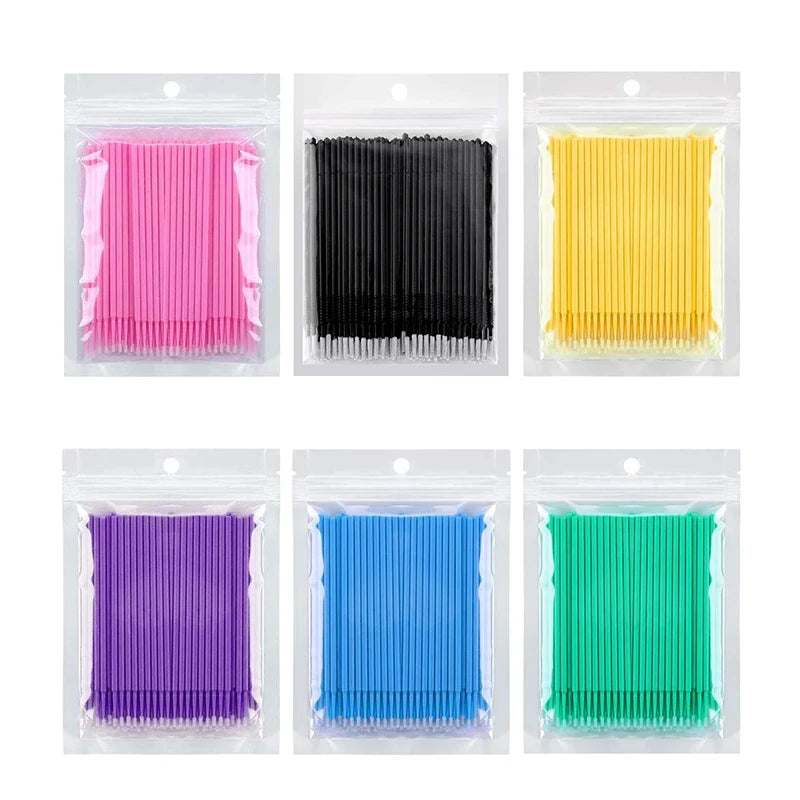 CNKESS Disposable cotton swab 100 bendable eyelash extension for easy hygiene and micro-brush False eyelash tool accessories