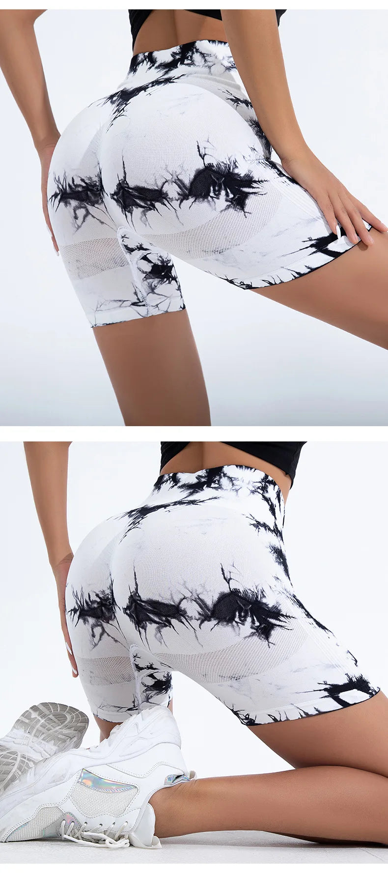 Summer Women High Waist Butt Lift Shorts Legging Seamless Leggings Fashion Tie Dye Shorts Gym Workout Running Pants