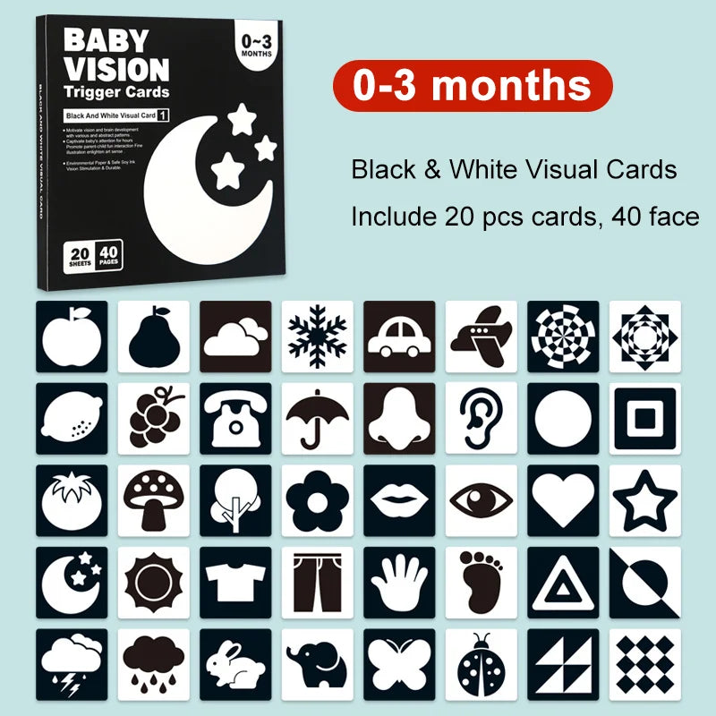 Baby Visual Stimulation Cards Montessori High Contrast Flash Card Infant Gift For Children Cognition Toy