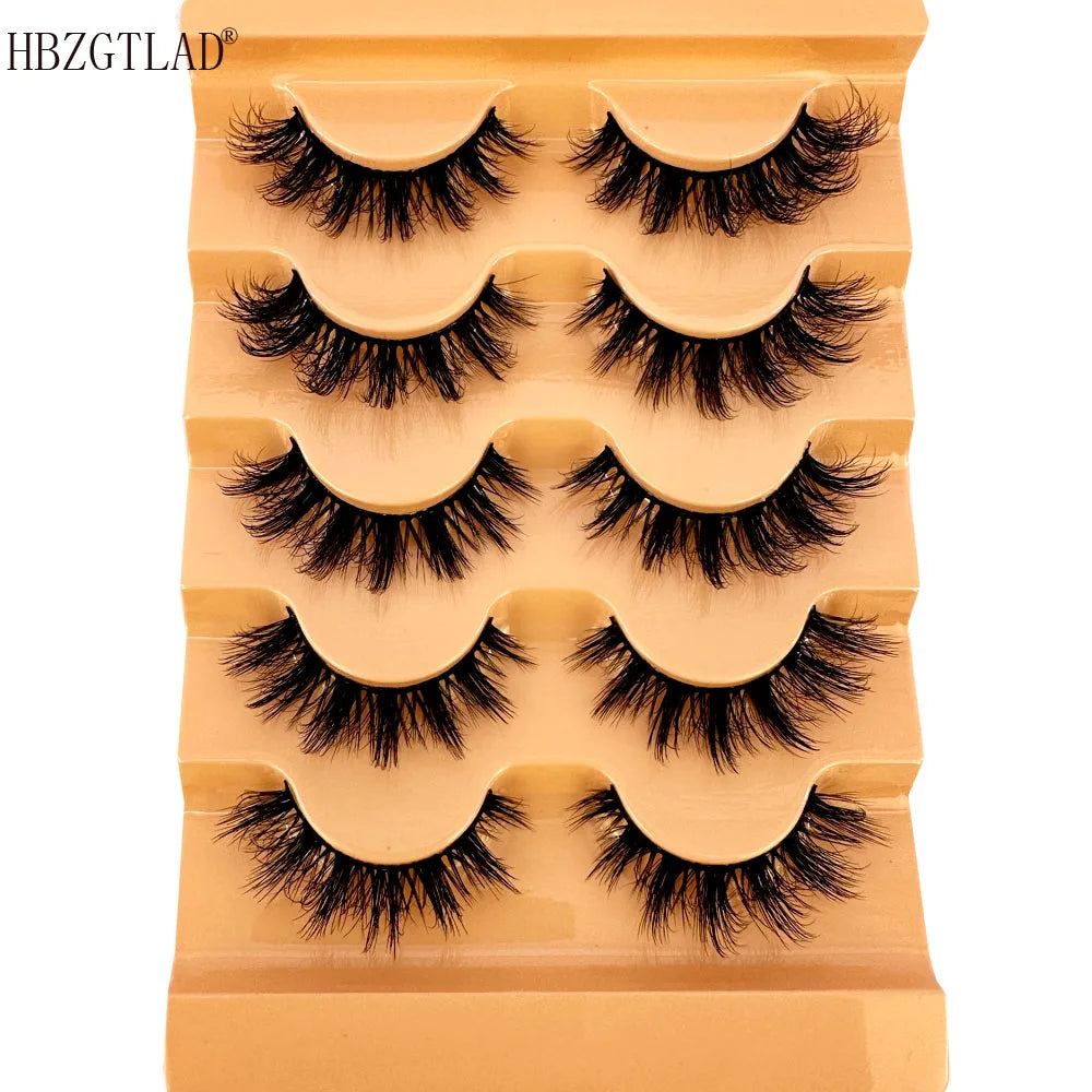 5pairs Classic Hybrid Volume Lashes New Arrival Wispy D Curl Short Russian Strip Lashes Makeup False Eyelashes