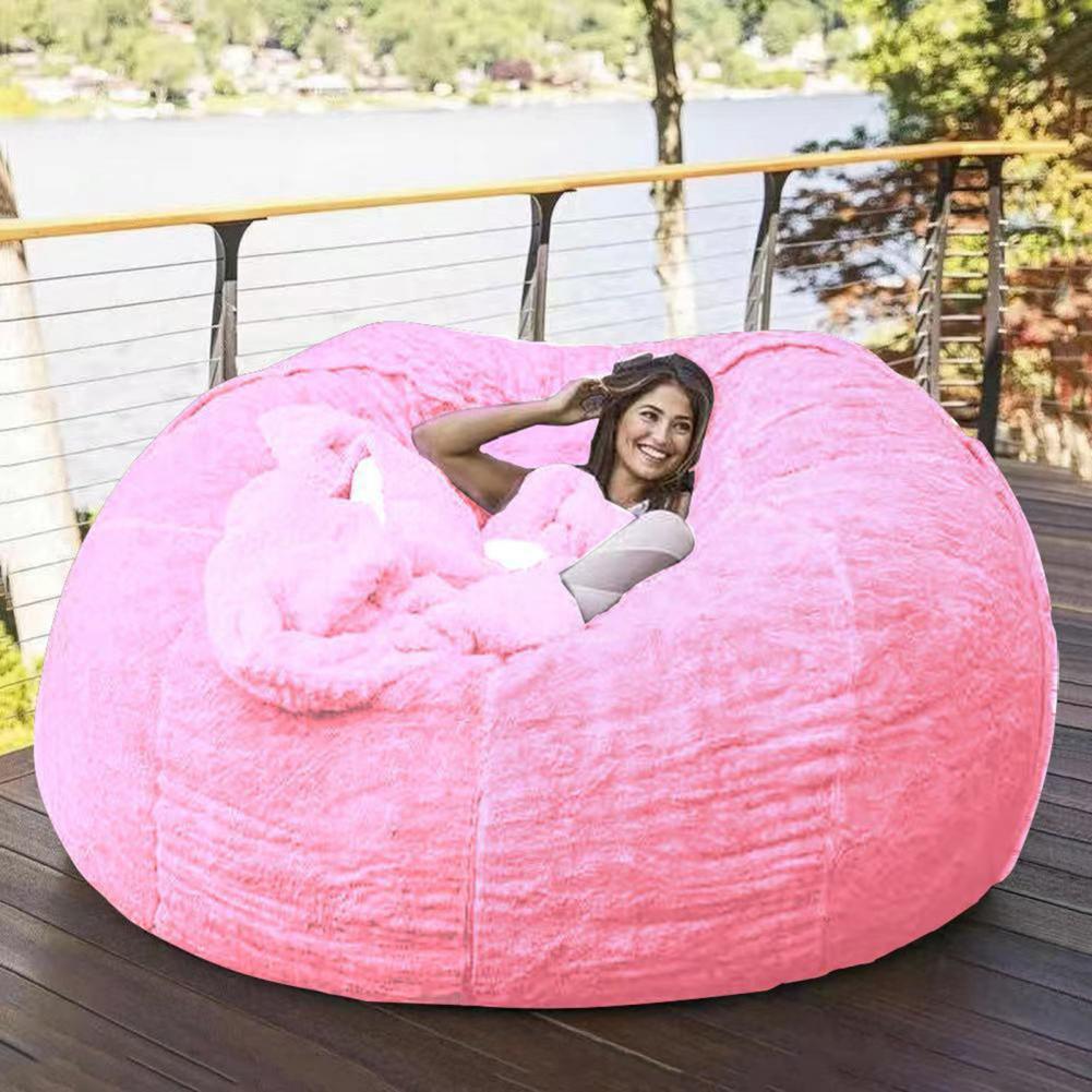 No Stuffed Gray Bean Bag Chair Giant Beanbag Pouf Sofa Bed Puff Futon Room Seat Tatami Relax Lounge Furniture Only Bag Case