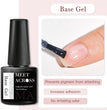 MEET ACROSS 7ml Base Top Coat Gel Polish Soak Off Semi Permanent UV Gel Nail Art Varnish Base Gel Top Coat Gel Varnish Manicure