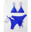 Sexy 3 Pieces Set Swimwear Women Lace Up Micro Bikini Set Female Solid Low Waist Swimsuit Beachwear Bathing Suit