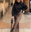 ASDS 2024 Women Fashion Leopard Print Skirt Vintage High Waist Midi Skirts Elegant Women Summer Casual Streetwear Skirt