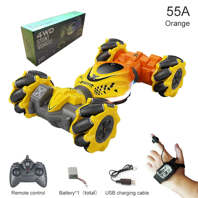 4WD RC Car Toy 2.4G Radio Remote Control Cars RC Watch Gesture Sensor Rotation Twist Stunt Drift Vehicle Toy for CHildren Kids