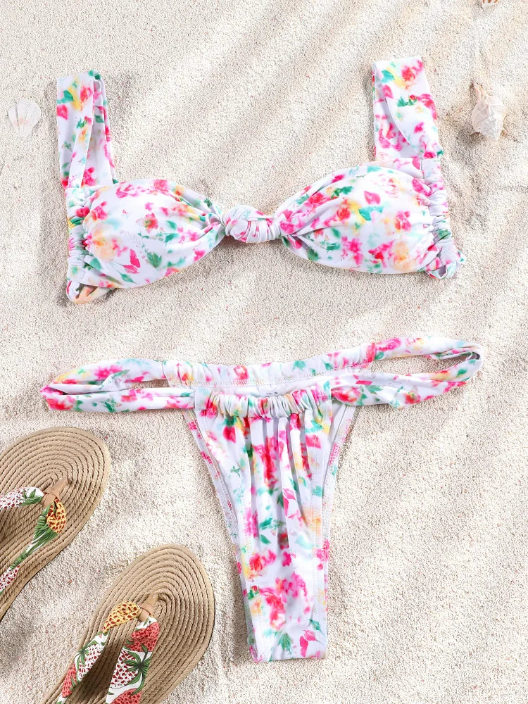 ZRTAK Two Piece Suit Bikinis 2024 Women Swimsuit Push Up Bathing Suit Sexy Bikinis Sets Swimwear Print Beachwear Solid Biquinis