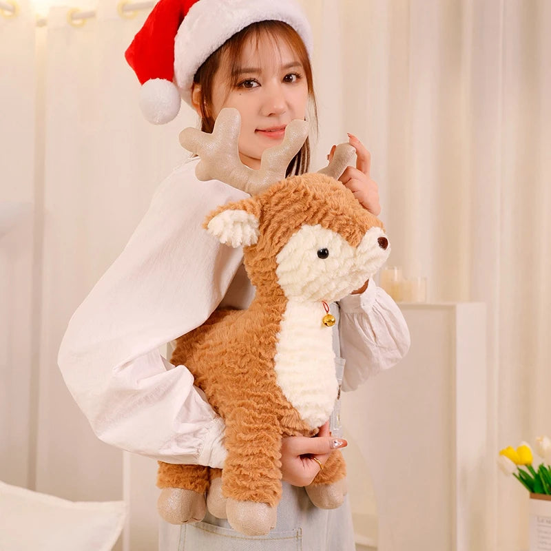 New Kawaii Christmas Tree & Elk Plush Dolls Stuffed Soft Plant Toys Sika Deer For Kids Family Xmas Decoration Gift