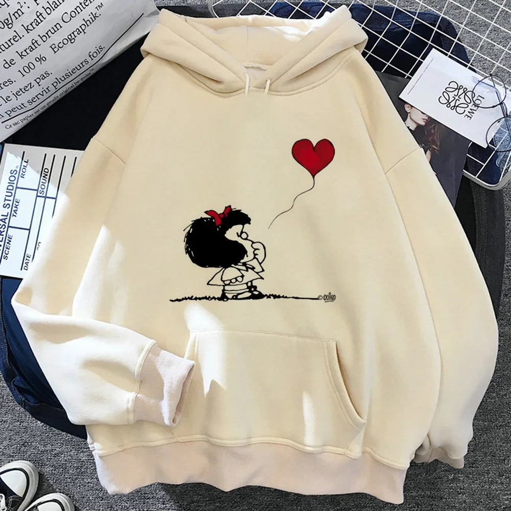 Mafalda hoodie graphic patterned funny youthful teen tracksuits athleisure harajuku