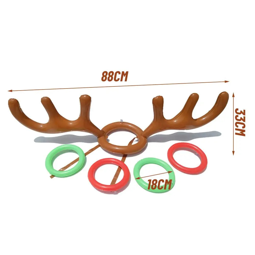 New Year Decoration Santa Funny Reindeer Antler Hat Inflatable Toys Ring Toss Christmas Game Outdoor Activity Xmas Kids Gift