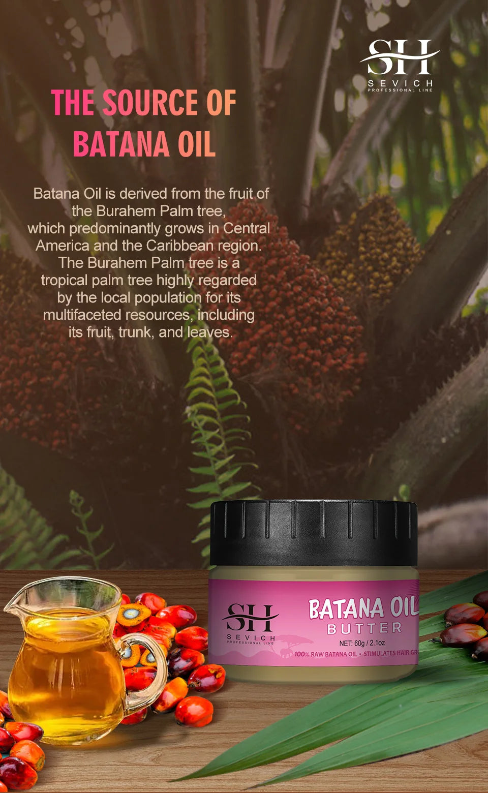 Natural 100% Pure Batana Oil For Hair Growth Batana Oil Butter Hair Mask From Honduras Hair Loss Treatment For Black Men & Women