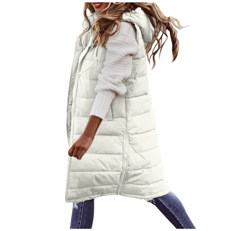 Long with Hood Outdoor Vest Down Women's Jacket Quilted Coat Sleeveless Jacket Winter Light Weight Sweaters