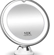 10x Magnification Lighted Cosmetic Mirror with Switch, 360 Degree Rotating Arm, Makeup mirror with Powerful Locking Suction Cup