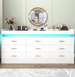 9 Drawer Dresser with LED Light, Modern Chest of Drawers for Closet, Wide Drawer Organizer Cabinet for Bedroom, White