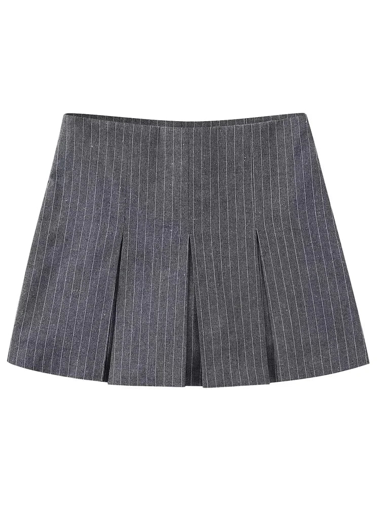 ASDS Fashion Women's High Waist Shorts Skirts Pleated Skirt Shorts Women Striped Bermuda Shorts Woman Casual Mini Shorts