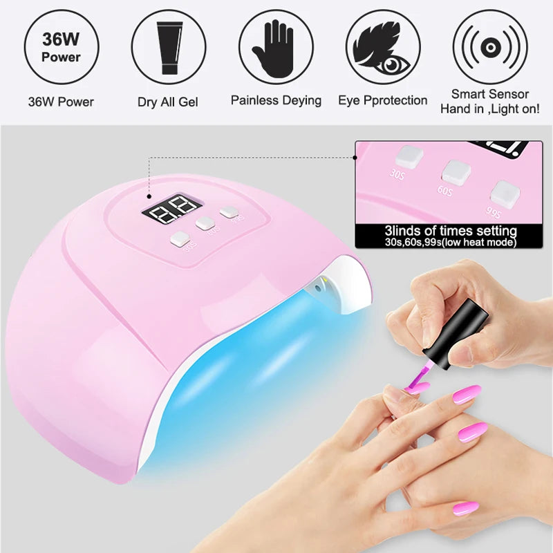 Nail Gel Polish Kit With UV Nail Lamp Soak Off UV LED Nails Varnish Set Semi Permanent Nail Art Gels Lacquer Manicure Tools Set