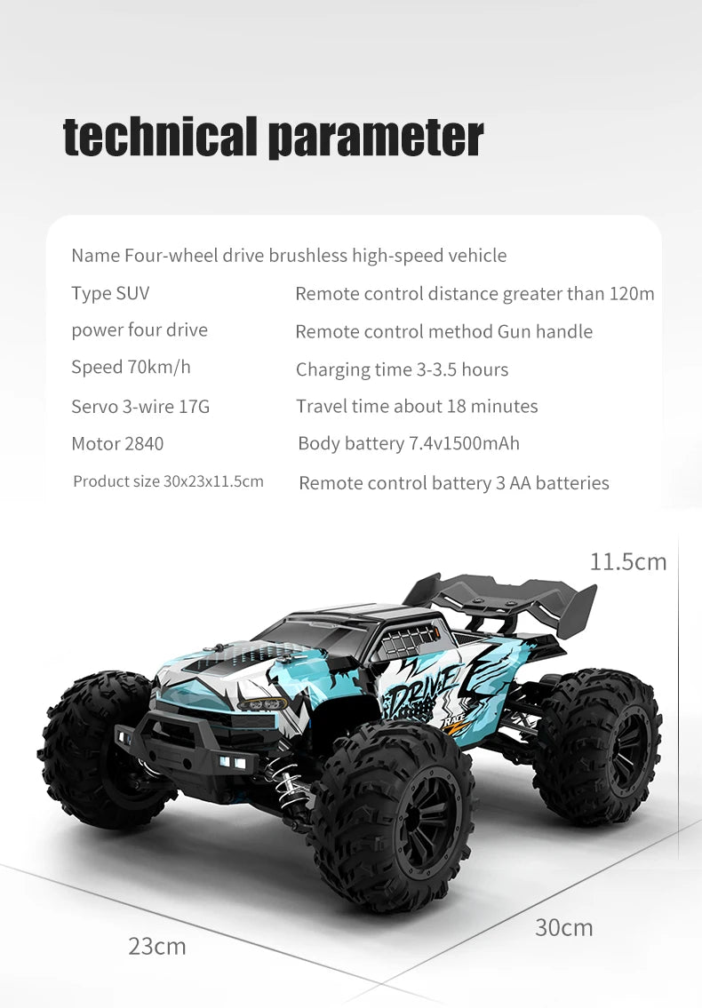 1:16 70KM/H Or 50KM/H 4WD RC Car With LED Remote Control Cars High Speed Drift Monster 4x4 Truck for Kids vs Wltoys 144001 Toys