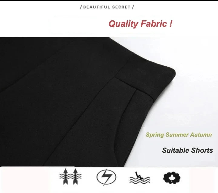 Women Shorts Spring Summer Casual High Waist A-line Shorts Loose Wide Leg Chiffon Shorts Chic Lady Black White Suit Shorts