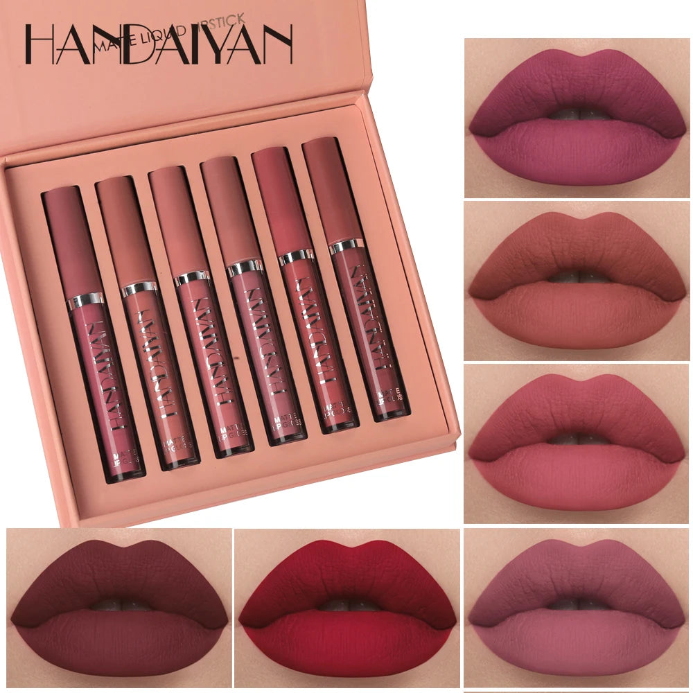 6Pcs Matte Liquid Lipstick Makeup Set, Matte Liquid Long-Lasting Wear Non-Stick Cup Not Fade Waterproof Lip Gloss