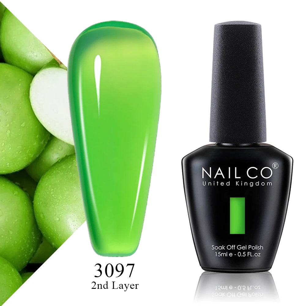 NAILCO 15ml Translucent Color Gel Nail Polish Vernis Semi Permanent UV LED Gel Polish For Nail Art Gel Manicure TOP BASE Varnish