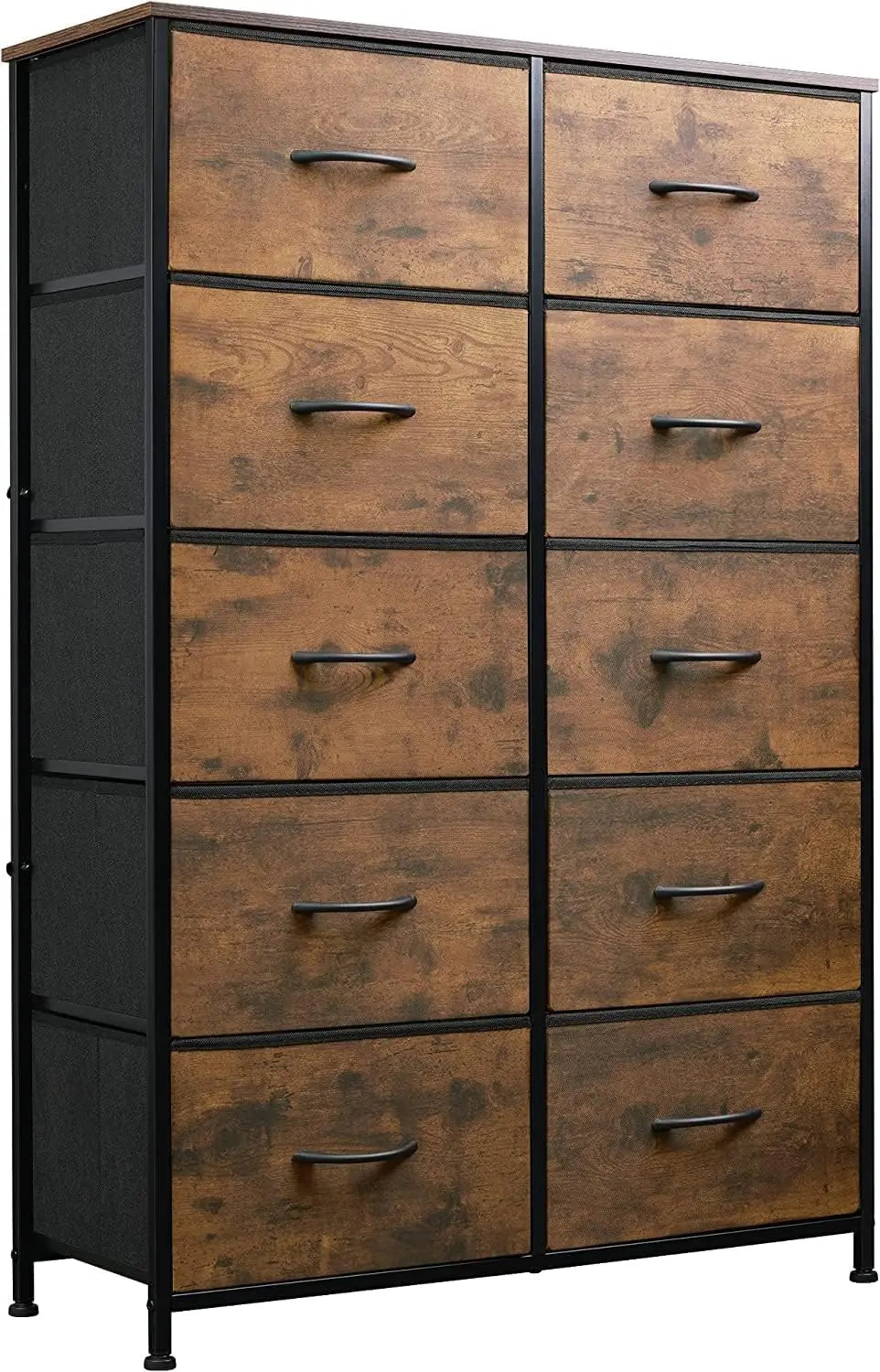 Tall Dresser for Bedroom with 10 Drawers, Chest of Drawers, Fabric Dresser for Closets, Storage Organizer Unit with Fabric Bins,