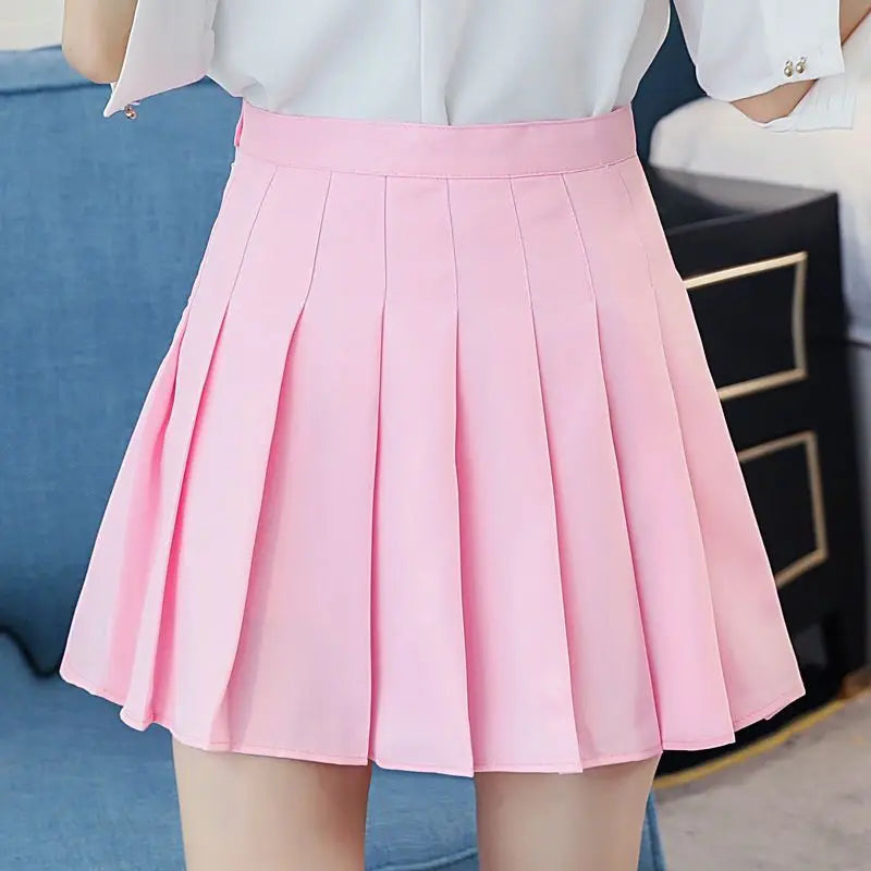 2024 White Women Pleated Skirts Summer High Waist Zipper Girls Dancing JK Mini Skirts Black Fashion Student A Line Faldas