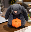 1pc Cute Black Rabbit Hold Pumpkin Plush Toys Soft Pumpkin Bear Earphone &cloak Eggplant Stuffed Doll Halloween Trick or Treat