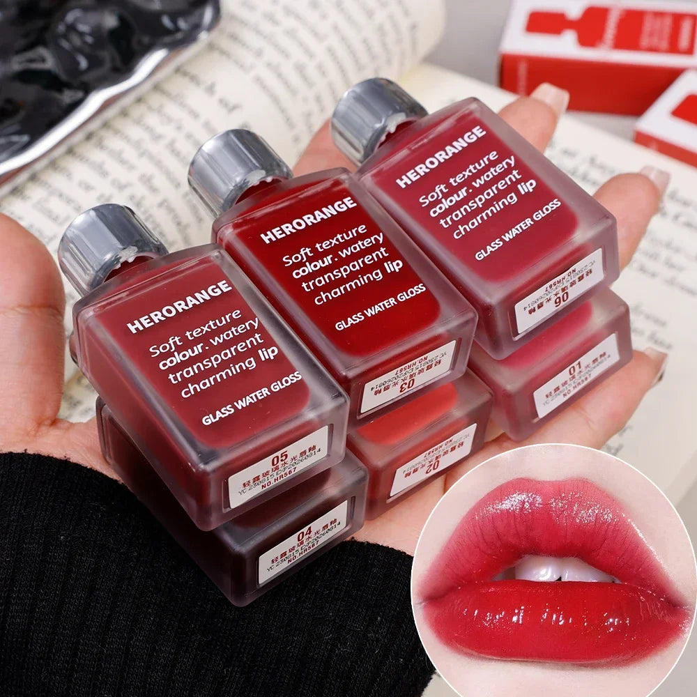 6 Color Water Mirror Gloss Lip Glaze Natural Lasting Hydrating Moisturizing Not Easy To Take Off Makeup Liquid Lipstick Cosmetic