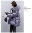 2024 Winter New Warm Down Cotton Jacket With Large Fur collar Hooded Coat Loose Women Thicken Parker Puffer Overcoat Casual wear