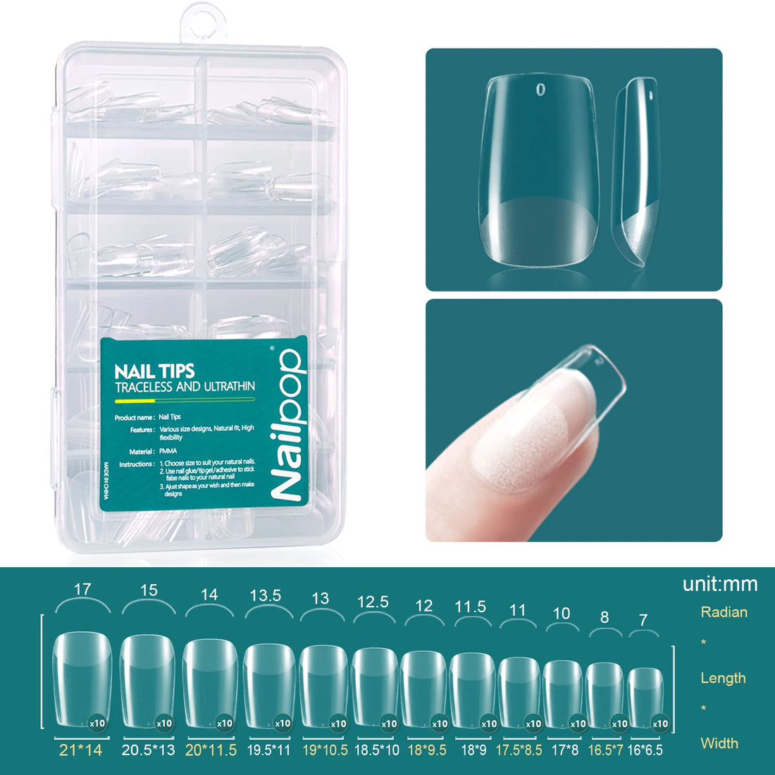 Nailpop Soft Gel Tips for Nails Acrylic Material Medium Almond/Coffin Artificial Nail Capsule Accessories and Tools 120pcs/box