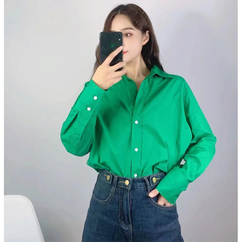 TRAF Women Shirt Multicolour Button Up Shirt Women Summer Long Sleeve Top Female Streetwear Oversize Shirts And Blouses