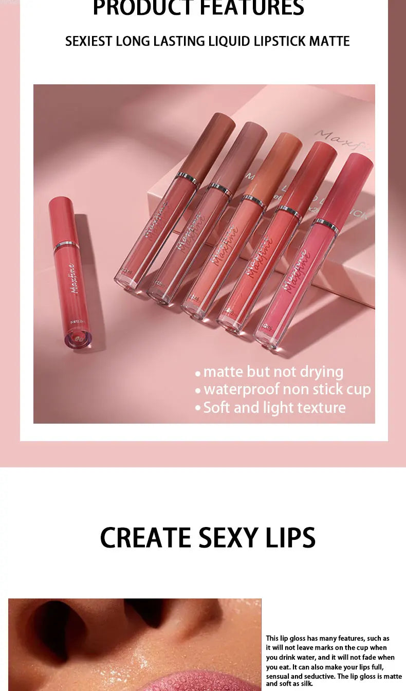 6-color Lip Gloss Liquid Lip Gloss Cosmetic Liquid Lipstick Stain-proof Waterproof Lip Gloss