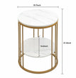 2-Tier White Marble Side Table Round Coffee Table Nightstand Jewellery Storage