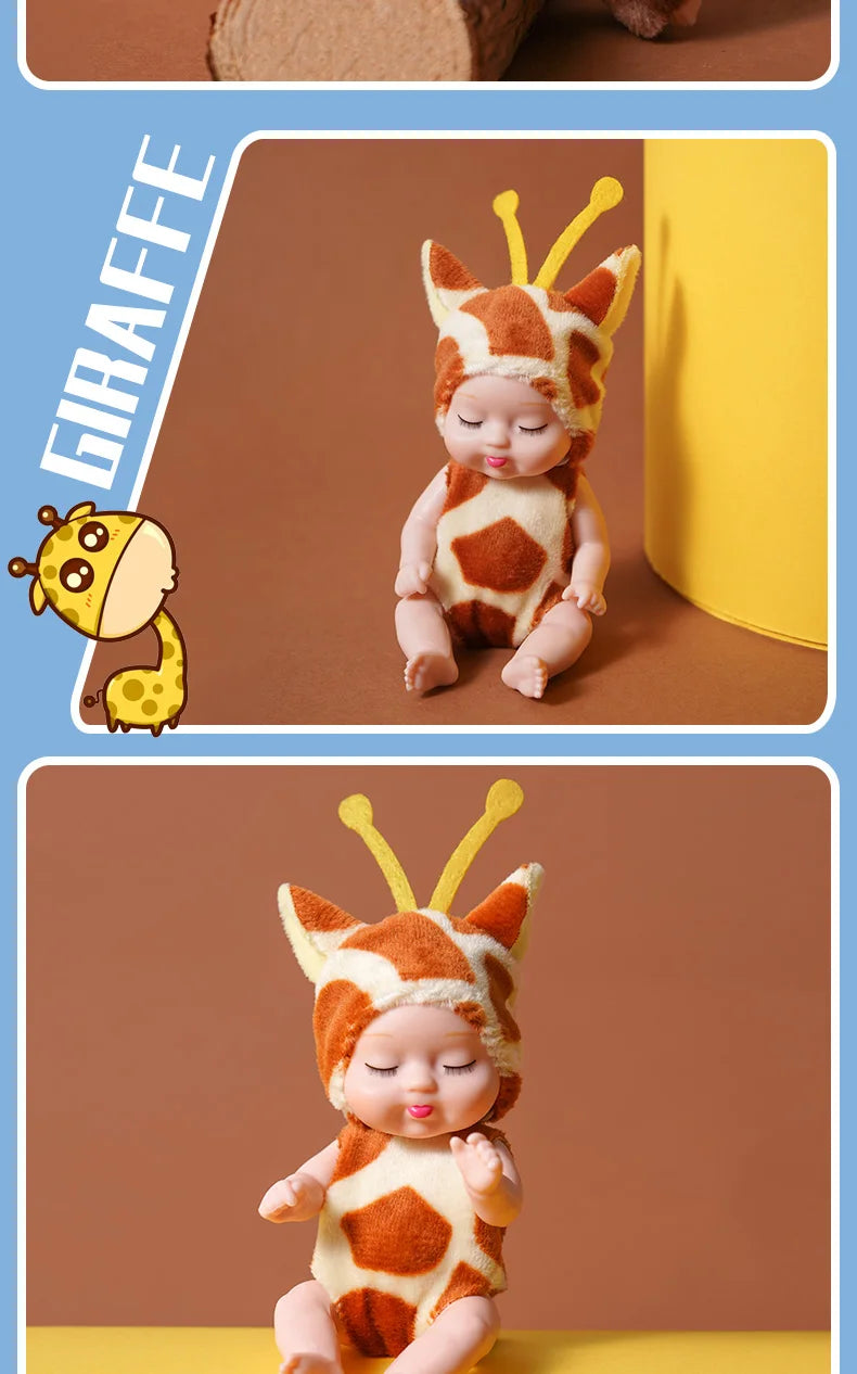 1pcs 13cm Sleep Baby Doll New Fashion Simulation Rebirth Dolls Mini Cute Doll Cartoon Animal Kids Toy for Children Birthday Gift